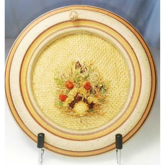 Dried Flower Wall Hanging Vintage, Circle Pottery 1980s Wall Deco Stand Included - Picture 2 of 8